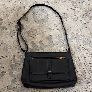 Fossil Black Leather Shoulder Bag